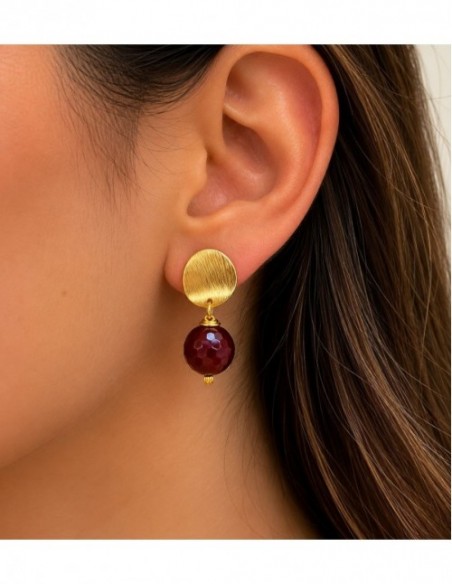 AROS BAÑADOS EN ORO PIEDRA MORADA