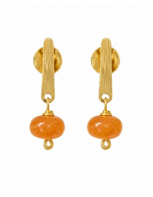 AROS BAÑADOS EN ORO PIEDRA NARANJA
