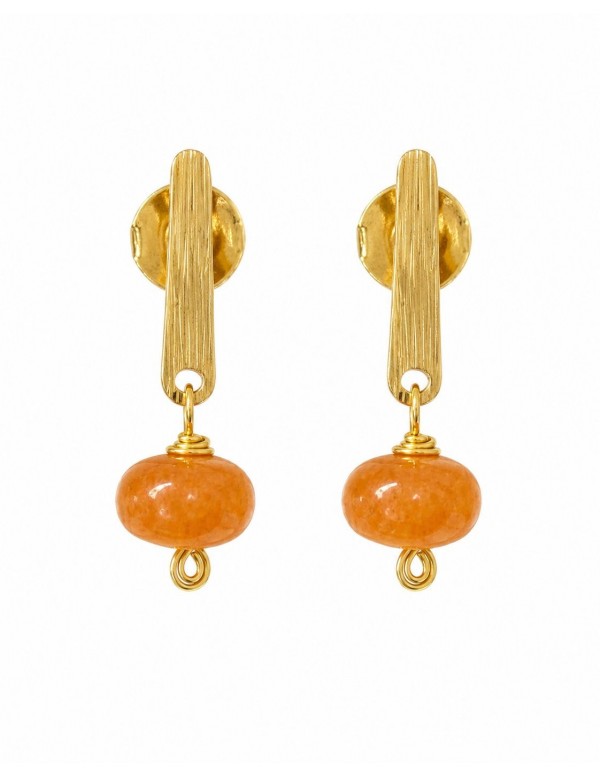 AROS BAÑADOS EN ORO PIEDRA NARANJA