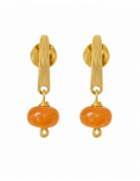 AROS BAÑADOS EN ORO PIEDRA NARANJA