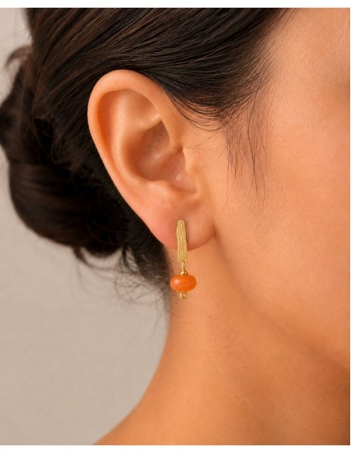 AROS BAÑADOS EN ORO PIEDRA NARANJA 2