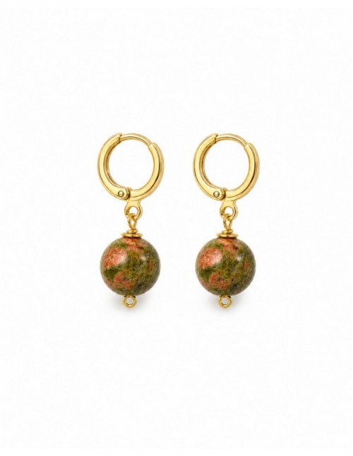 AROS BAÑADOS EN ORO PIEDRA SERRPENTINA