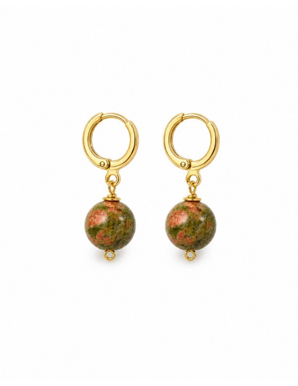 AROS BAÑADOS EN ORO PIEDRA SERRPENTINA