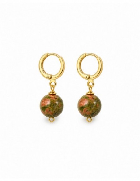 AROS BAÑADOS EN ORO PIEDRA SERRPENTINA