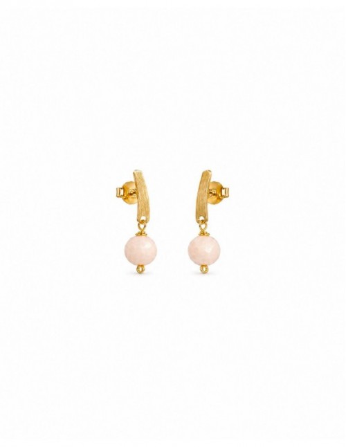 AROS BAÑADOS EN ORO PIEDRA BLANCA