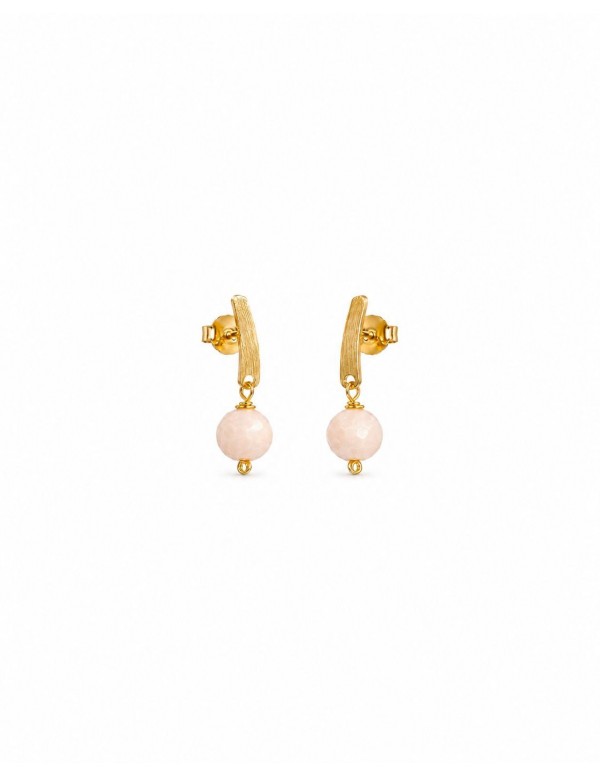AROS BAÑADOS EN ORO PIEDRA BLANCA