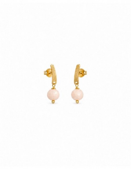 AROS BAÑADOS EN ORO PIEDRA BLANCA