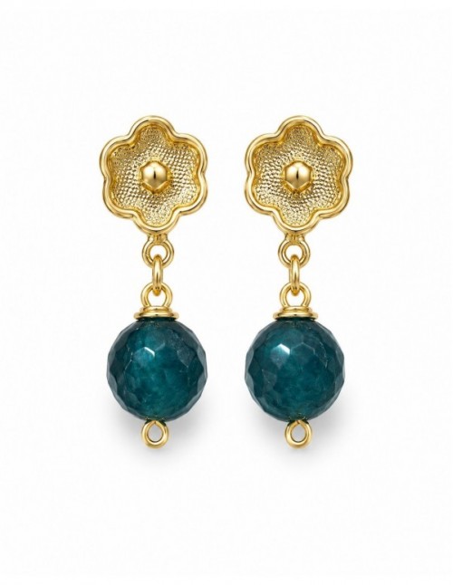 AROS BAÑADOS EN ORO PIEDRA AZUL