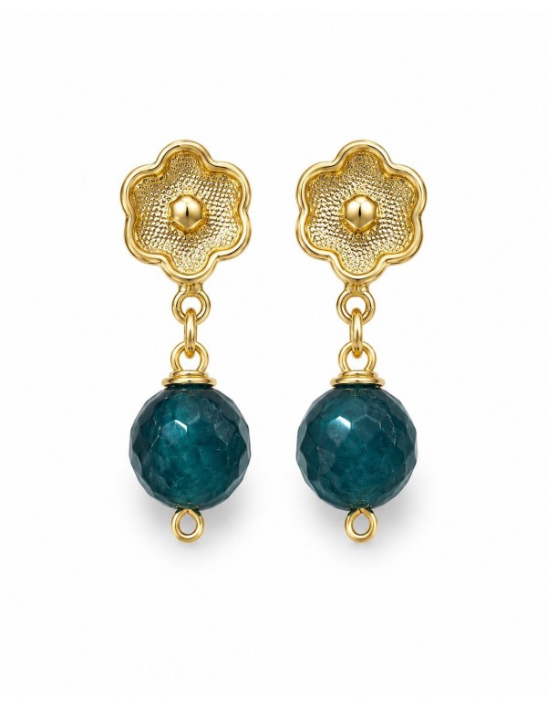 AROS BAÑADOS EN ORO PIEDRA AZUL