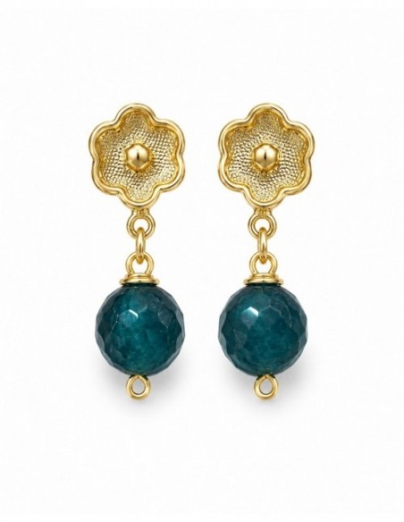 AROS BAÑADOS EN ORO PIEDRA AZUL
