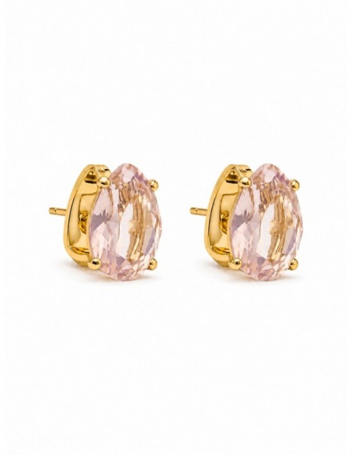 AROS BAÑADOS EN ORO CRISTAL ROSADO