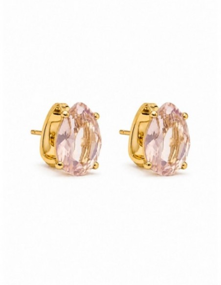 AROS BAÑADOS EN ORO CRISTAL ROSADO