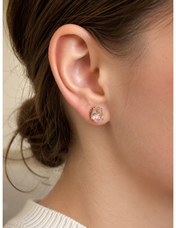 AROS BAÑADOS EN ORO CRISTAL ROSADO