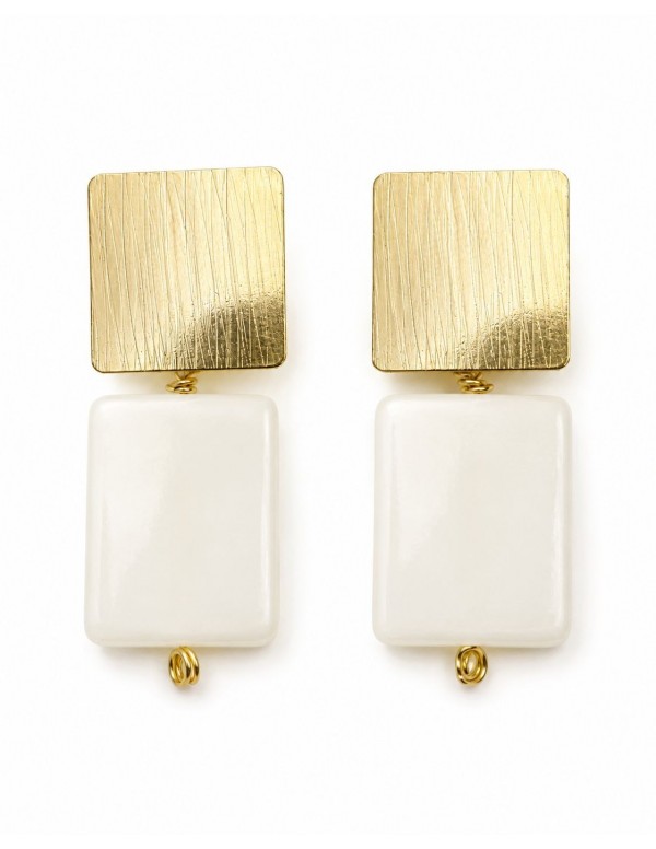 AROS BAÑADOS EN ORO PIEDRA BLANCA