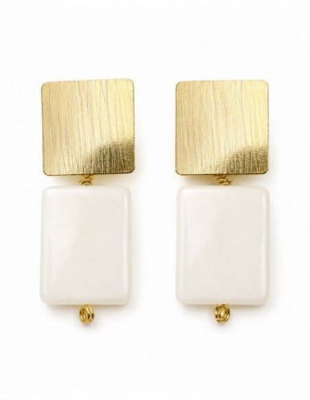 AROS BAÑADOS EN ORO PIEDRA BLANCA