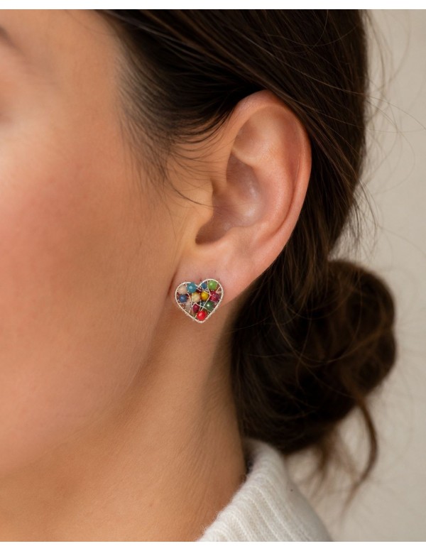 AROS BAÑADOS EN PLATA CORAZON