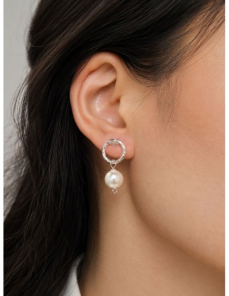 AROS BAÑADOS EN PLATA PIEDRA BLANCA
