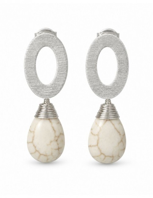 AROS BAÑADOS EN PLATA PIEDRA BLANCA