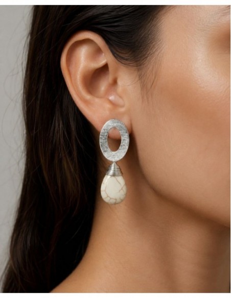 AROS BAÑADOS EN PLATA PIEDRA BLANCA