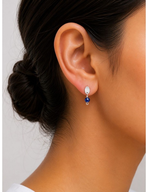 AROS BAÑADOS EN PLATA PIEDRA AZUL