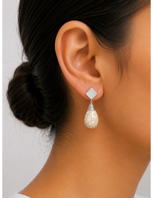 AROS BAÑADOS EN PLATA PIEDRA BLANCA