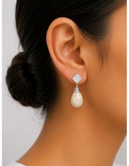 AROS BAÑADOS EN PLATA PIEDRA BLANCA