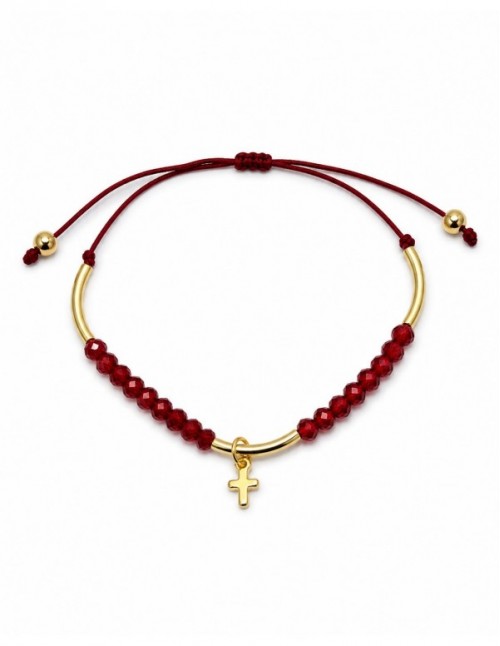 PULSERA BAÑADA EN ORO CRISTALES ROJOS