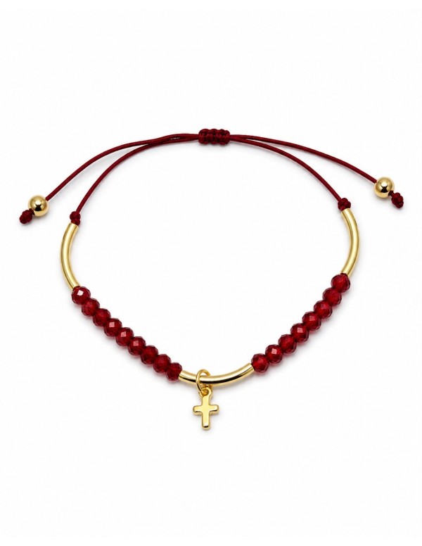 PULSERA BAÑADA EN ORO CRISTALES ROJOS
