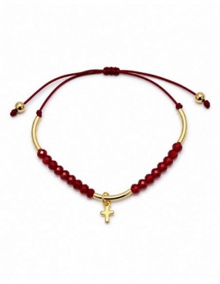 PULSERA BAÑADA EN ORO CRISTALES ROJOS