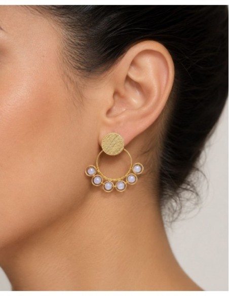 AROS BAÑADOS EN ORO PIEDRA BLANCA