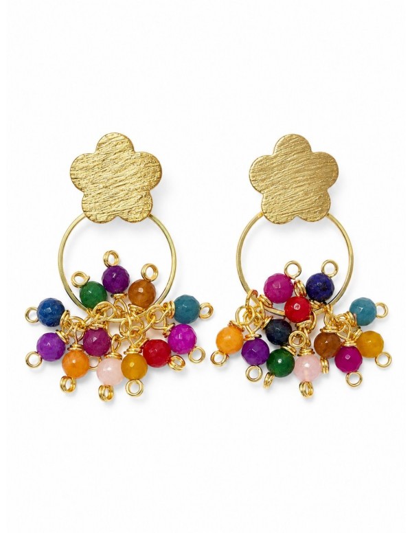 AROS BAÑADOS EN ORO PIEDRA