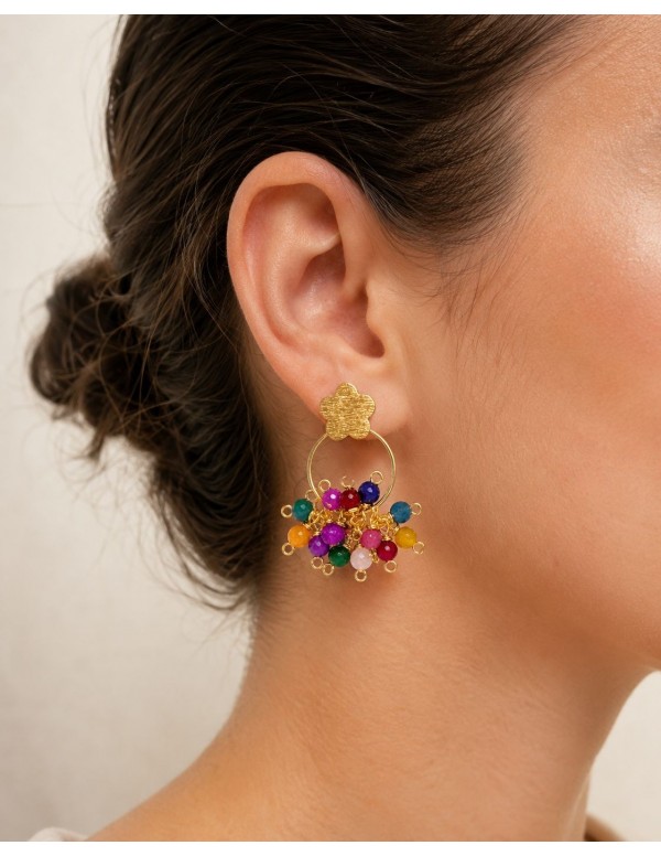 AROS BAÑADOS EN ORO PIEDRA