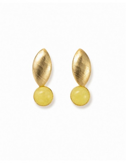 AROS BAÑADOS EN ORO PIEDRA AMARILLA