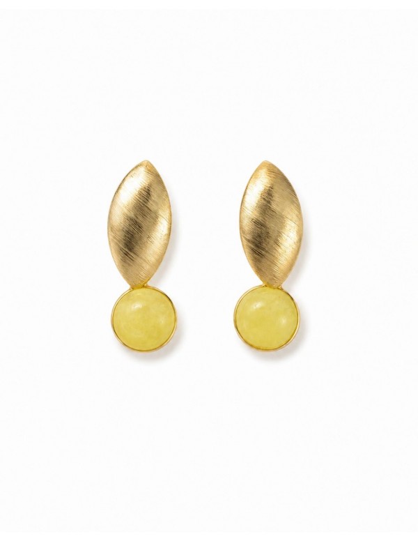 AROS BAÑADOS EN ORO PIEDRA AMARILLA