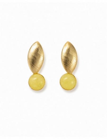 AROS BAÑADOS EN ORO PIEDRA AMARILLA