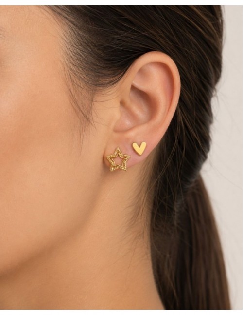 AROS BAÑADOS EN ORO DOBLE CORAZON Y ESTRELLA 2