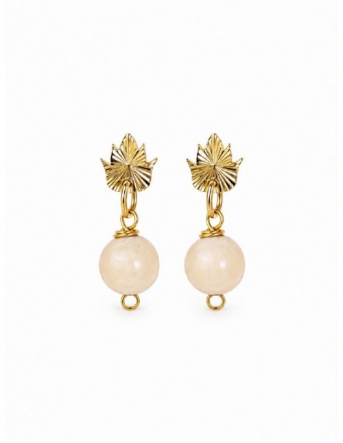 AROS BAÑADOS EN ORO PIEDRA BLANCA