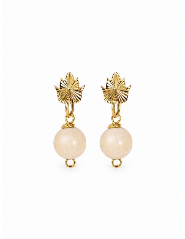 AROS BAÑADOS EN ORO PIEDRA BLANCA