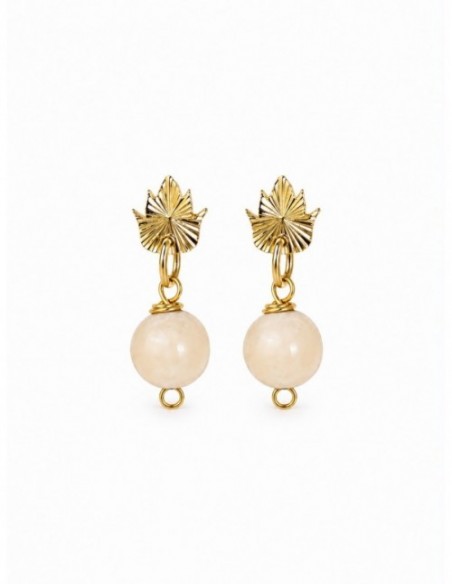 AROS BAÑADOS EN ORO PIEDRA BLANCA