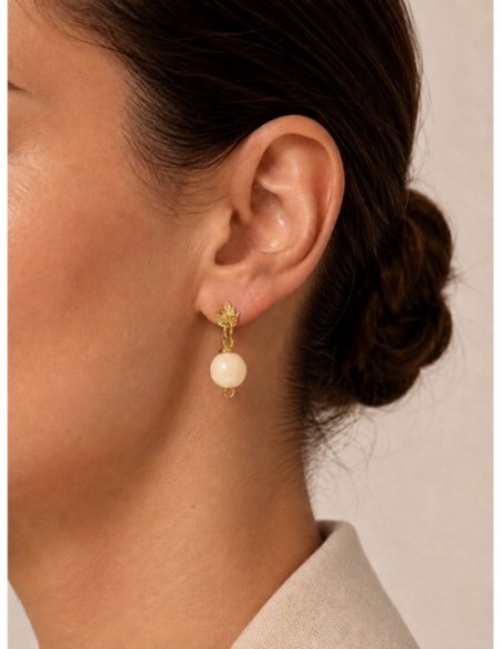 AROS BAÑADOS EN ORO PIEDRA BLANCA