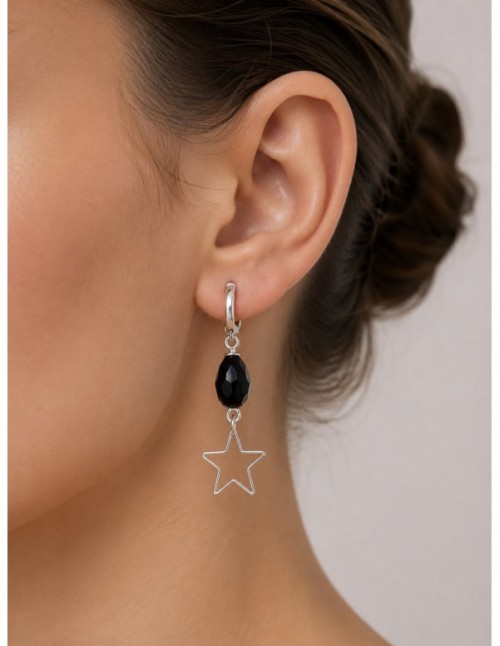AROS BAÑADOS EN PLATA CRISTAL NEGRO 2