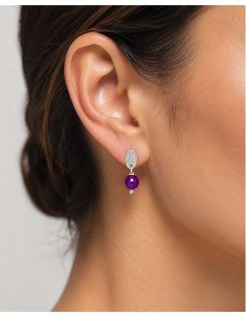 AROS BAÑADOS EN PLATA PIEDRA MORADA 2
