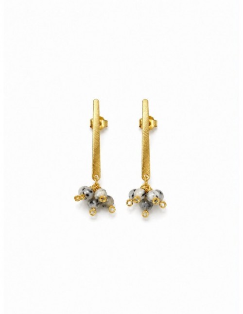 AROS BAÑADOS EN ORO PIEDRA GRIS