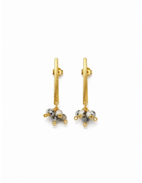 AROS BAÑADOS EN ORO PIEDRA GRIS