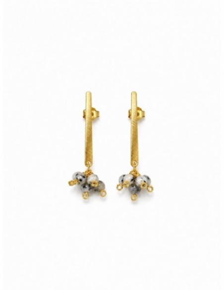AROS BAÑADOS EN ORO PIEDRA GRIS