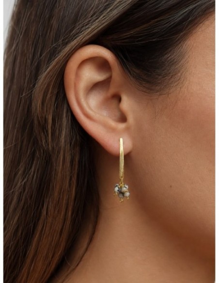 AROS BAÑADOS EN ORO PIEDRA GRIS