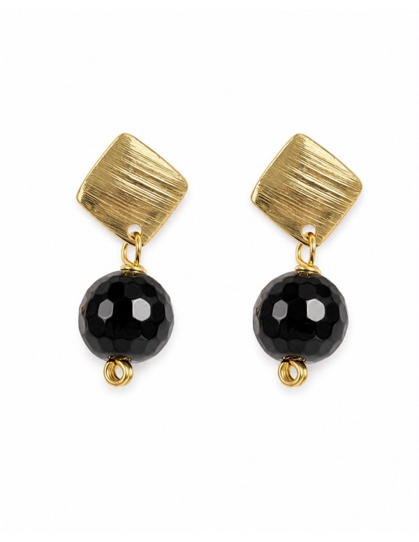 AROS BAÑADOS EN ORO PIEDRA NEGRA