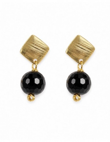 AROS BAÑADOS EN ORO PIEDRA NEGRA