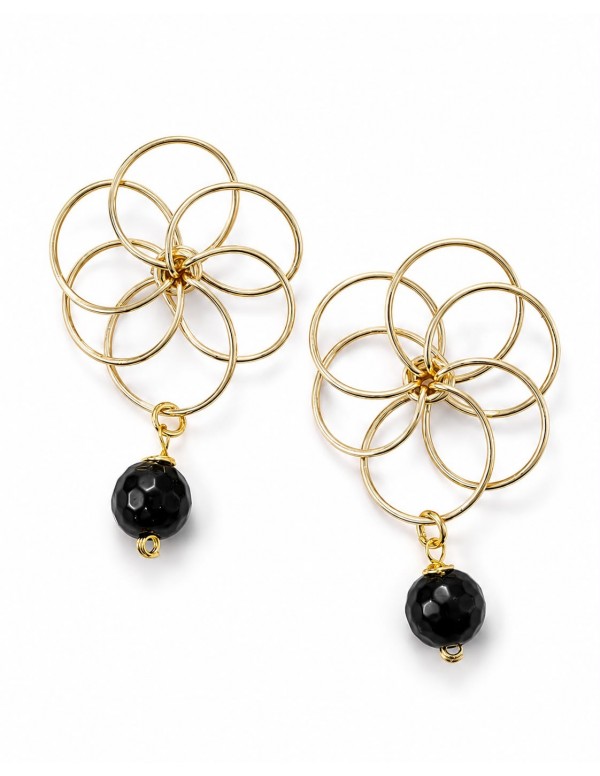 AROS BAÑADOS EN ORO PIEDRA NEGRA