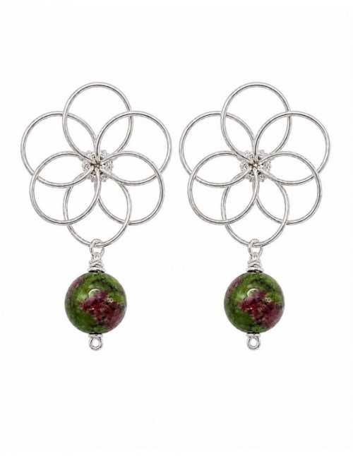 AROS ALAMBRISMO BAÑADOS EN ORO PIEDRA SERPENTINA VERDE